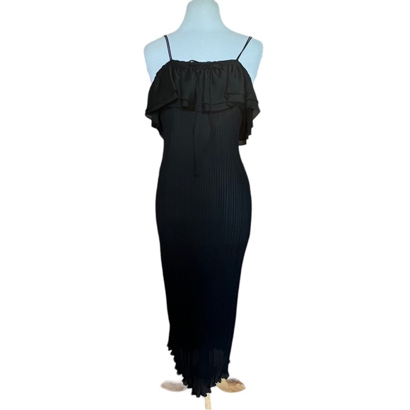 Lanvin Dresses & Skirts - Lanvin Paris New York Black Crinkle Dress MIDI Fits Small Medium Sleeveless